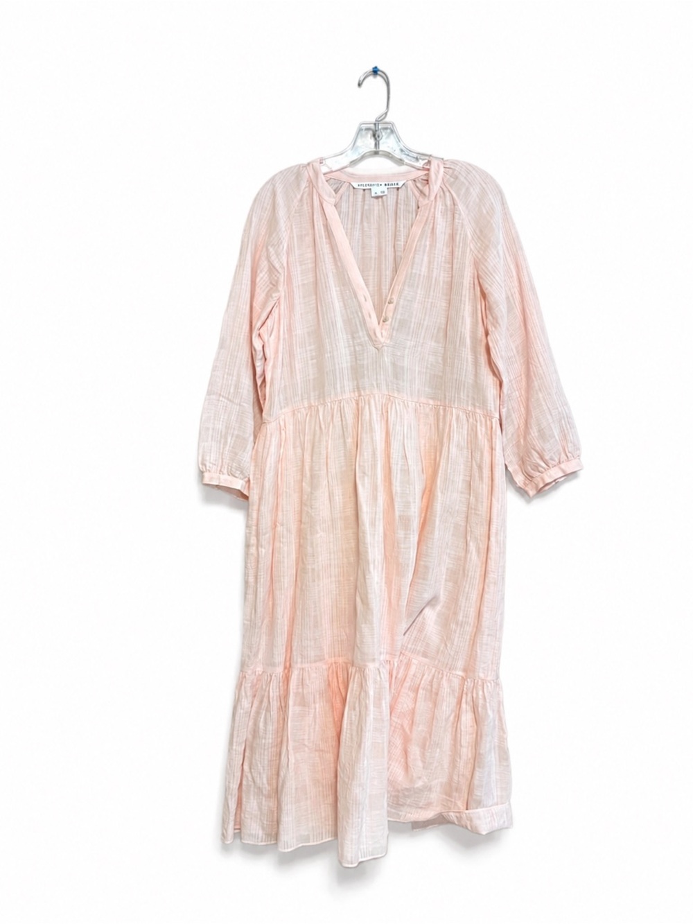 Veronica Beard Blush Pink V-Neck Tiered Midi Dress - Picture 7 of 9